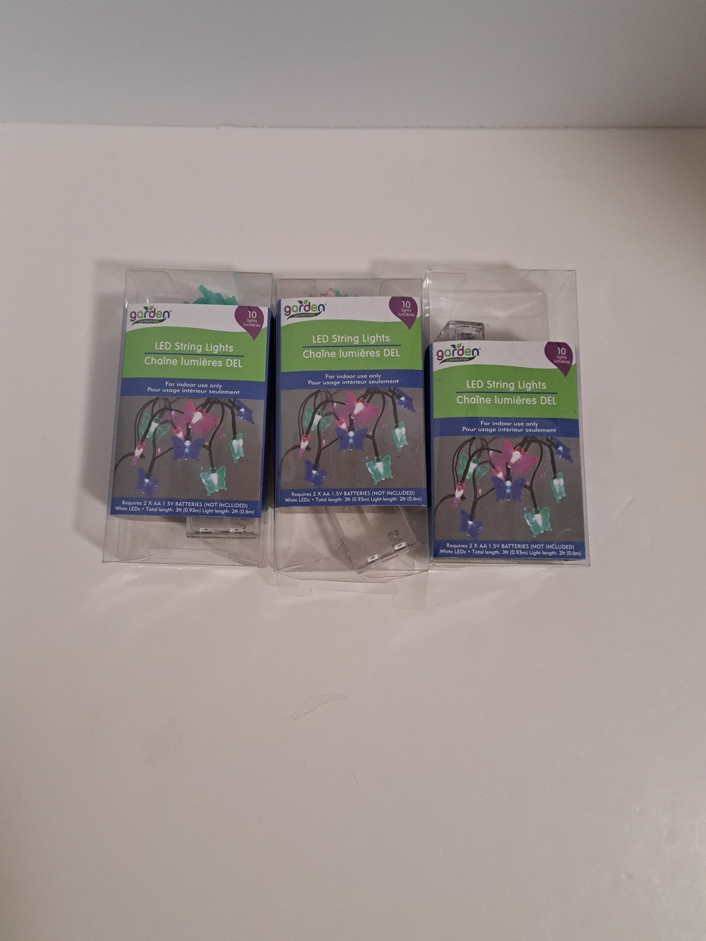 Lot of 3 Garden Collection LED String Lights  Butterfly Battery Powered NEW